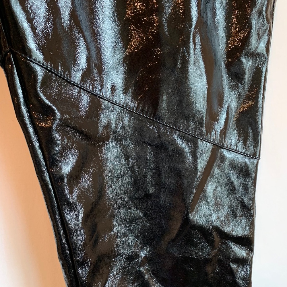 TOPSHOP Black Vinyl Peg Trousers 12 6 - Picture 6 of 7